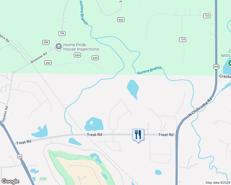 map of restaurants, bars, coffee shops, grocery stores, and more near 238 Treat Road in Aurora