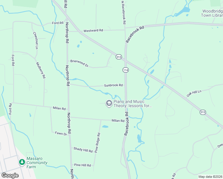 map of restaurants, bars, coffee shops, grocery stores, and more near 12 Sunbrook Road in Woodbridge