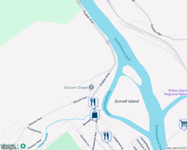 map of restaurants, bars, coffee shops, grocery stores, and more near 1071 Exeter Avenue in Exeter
