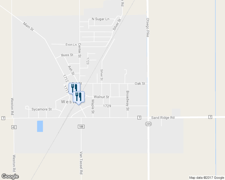 map of restaurants, bars, coffee shops, grocery stores, and more near 13240 Clark Street in Weston
