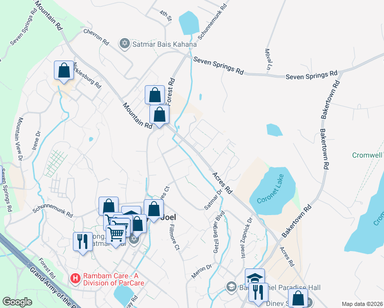 map of restaurants, bars, coffee shops, grocery stores, and more near 159 Acres Road in Palm Tree