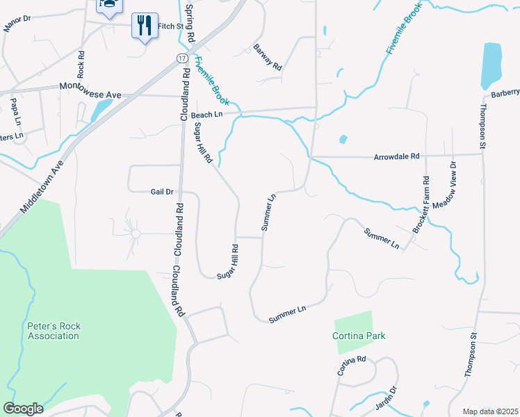 map of restaurants, bars, coffee shops, grocery stores, and more near 18 Summer Lane in North Haven
