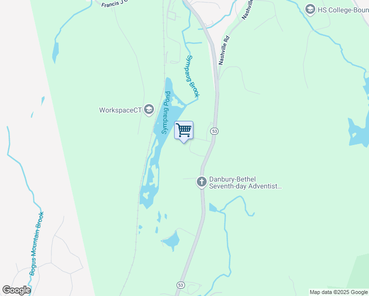 map of restaurants, bars, coffee shops, grocery stores, and more near 45 Turkey Plain Road in Bethel