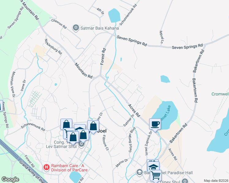map of restaurants, bars, coffee shops, grocery stores, and more near 159 Acres Road in Palm Tree