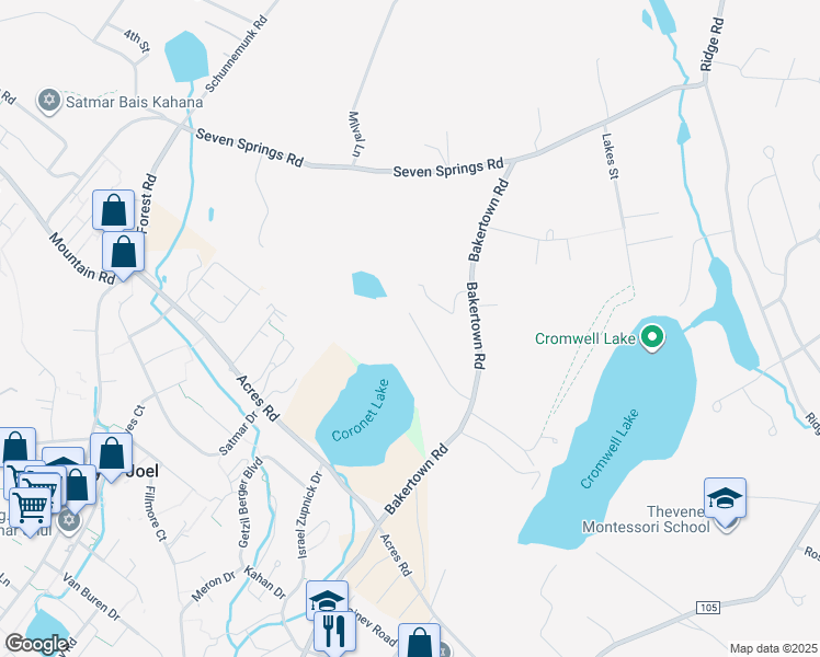 map of restaurants, bars, coffee shops, grocery stores, and more near 31 Sunny Lane in Woodbury