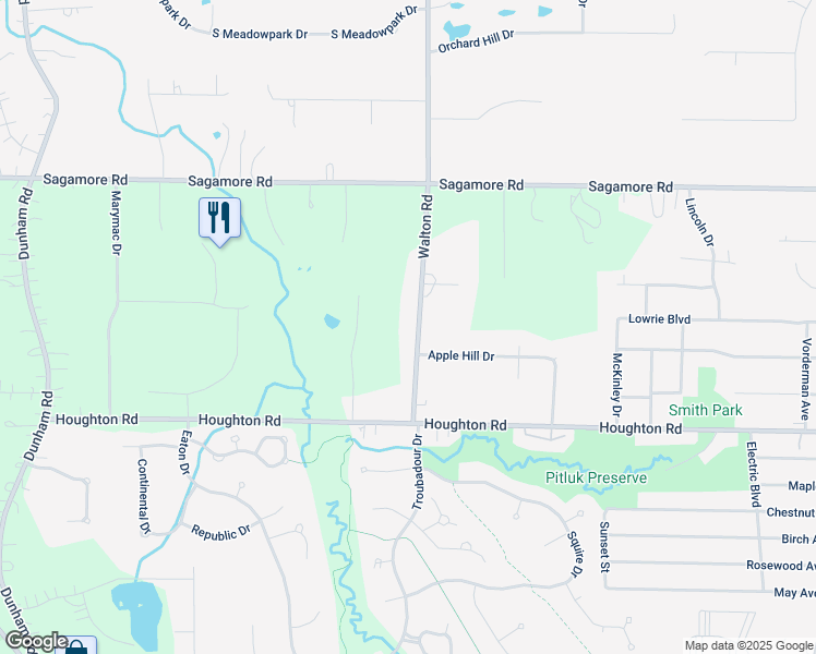 map of restaurants, bars, coffee shops, grocery stores, and more near 9058 Walton Road in Northfield