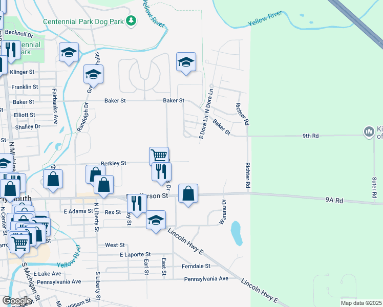 map of restaurants, bars, coffee shops, grocery stores, and more near 905 Berkley Street in Plymouth