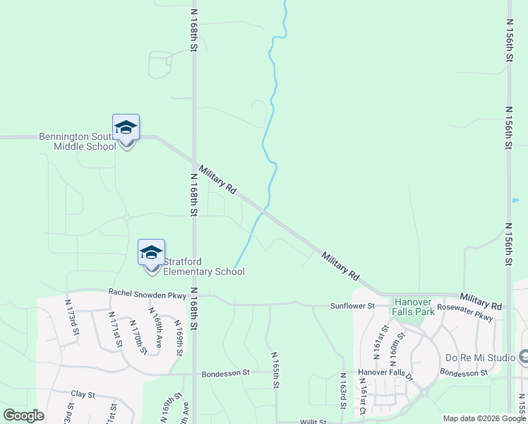 map of restaurants, bars, coffee shops, grocery stores, and more near 16520 Military Road in Bennington