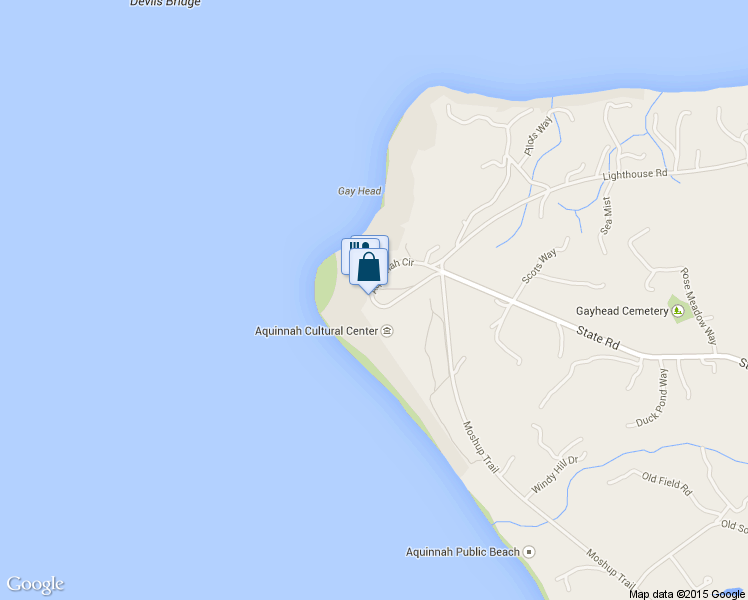 map of restaurants, bars, coffee shops, grocery stores, and more near 15 Aquinnah Circle in Aquinnah