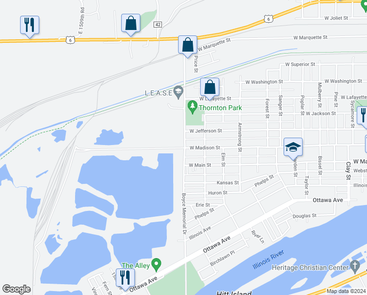 map of restaurants, bars, coffee shops, grocery stores, and more near 701 Boyce Memorial Drive in Ottawa