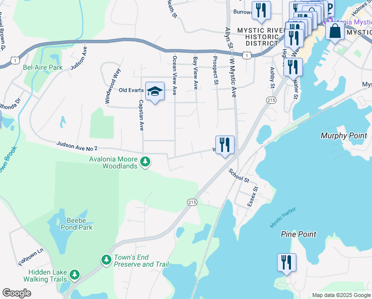 map of restaurants, bars, coffee shops, grocery stores, and more near 141 Irving Street in Groton