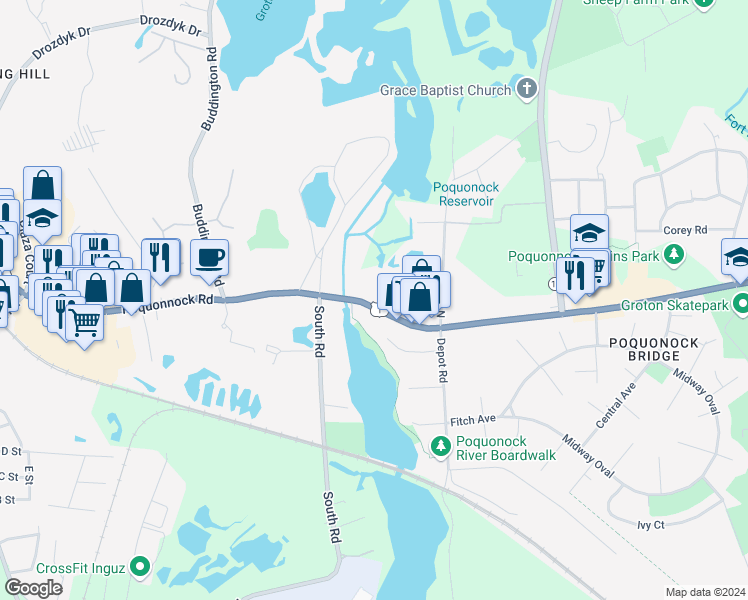 map of restaurants, bars, coffee shops, grocery stores, and more near in 