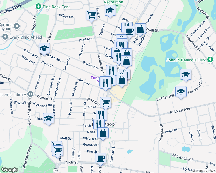 map of restaurants, bars, coffee shops, grocery stores, and more near in Hamden