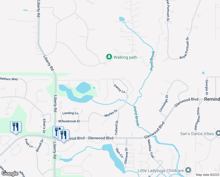 map of restaurants, bars, coffee shops, grocery stores, and more near 10647 Durrey Court in Reminderville