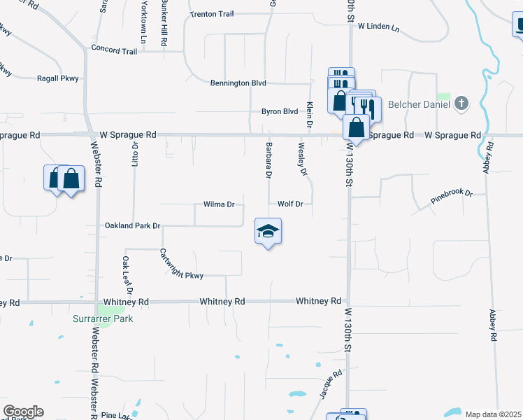map of restaurants, bars, coffee shops, grocery stores, and more near 8450 Barbara Drive in Strongsville