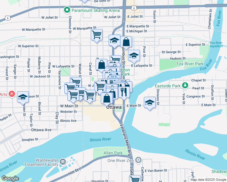 map of restaurants, bars, coffee shops, grocery stores, and more near 720 La Salle Street in Ottawa