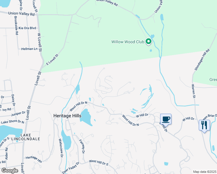 map of restaurants, bars, coffee shops, grocery stores, and more near 847 Heritage Hills in Heritage Hills