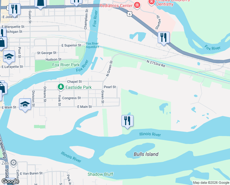 map of restaurants, bars, coffee shops, grocery stores, and more near 915 Pearl Street in Ottawa
