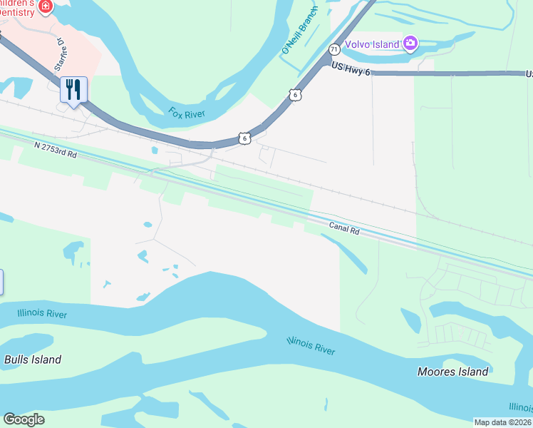 map of restaurants, bars, coffee shops, grocery stores, and more near 1864 North 2753rd Road in Ottawa