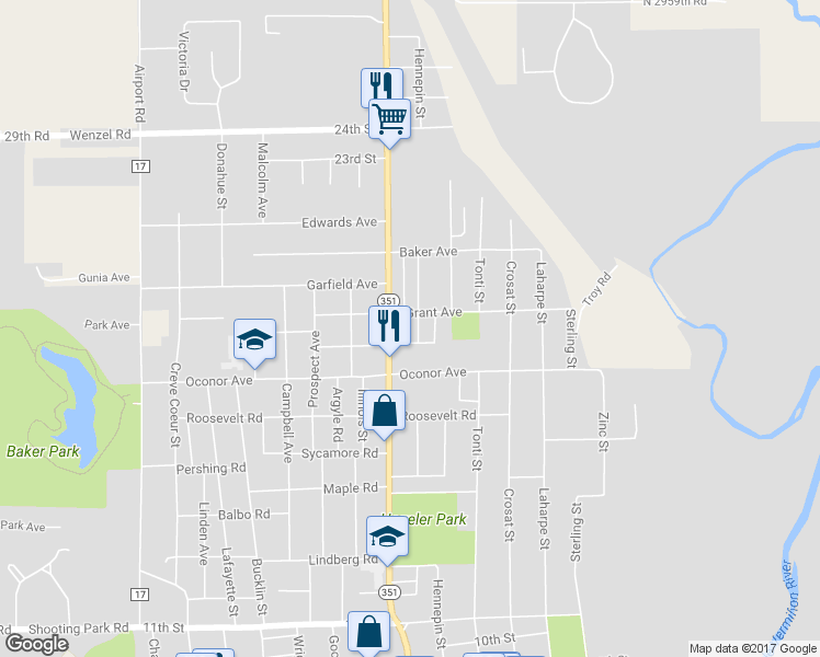 map of restaurants, bars, coffee shops, grocery stores, and more near 1883 Hennepin Street in LaSalle