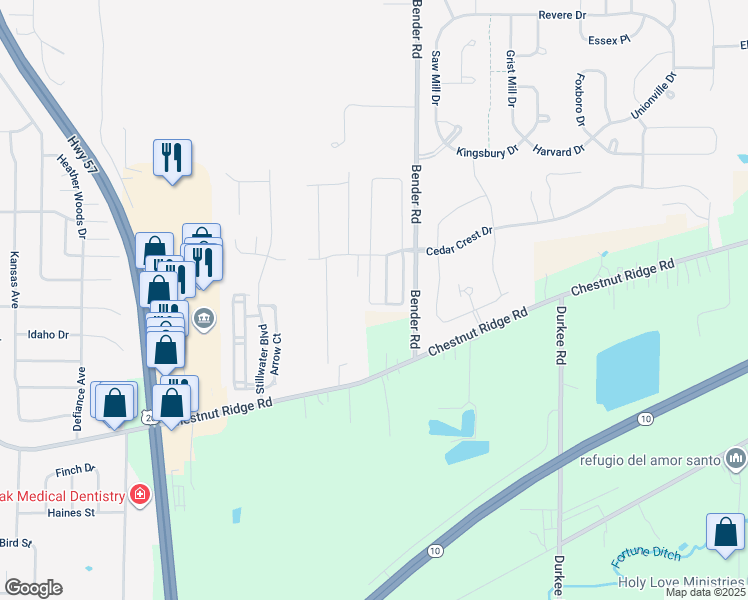 map of restaurants, bars, coffee shops, grocery stores, and more near 133 Breckenridge Oval in Elyria