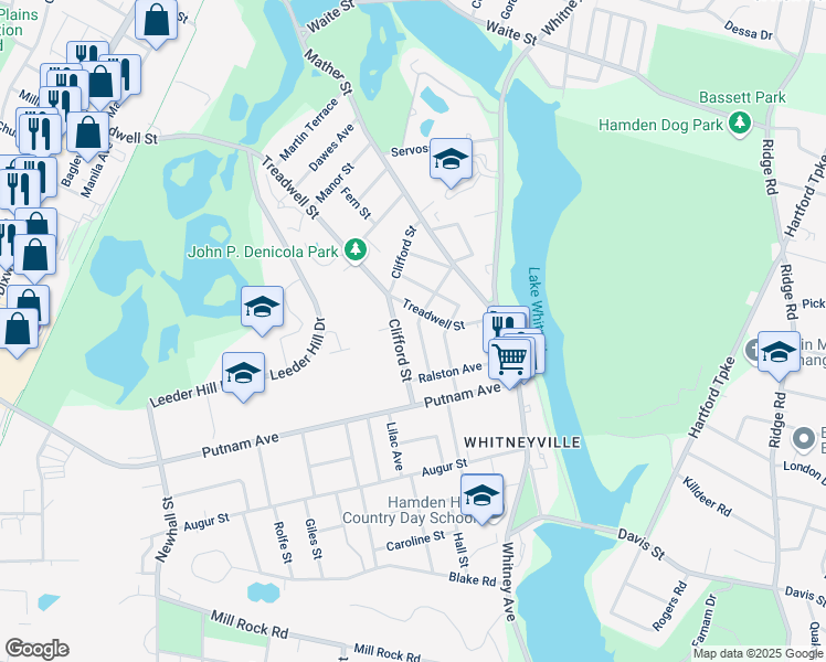 map of restaurants, bars, coffee shops, grocery stores, and more near 40 Belmont Street in Hamden
