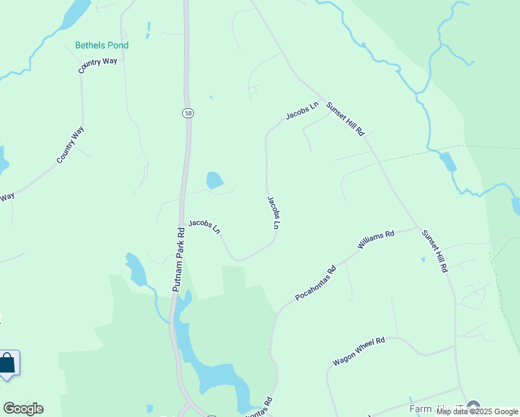 map of restaurants, bars, coffee shops, grocery stores, and more near 18 Jacobs Lane in Bethel