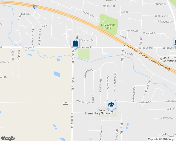map of restaurants, bars, coffee shops, grocery stores, and more near 22738 Lorraine Drive in Strongsville
