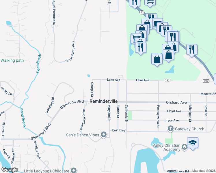map of restaurants, bars, coffee shops, grocery stores, and more near 10584 Maryland Street in Aurora