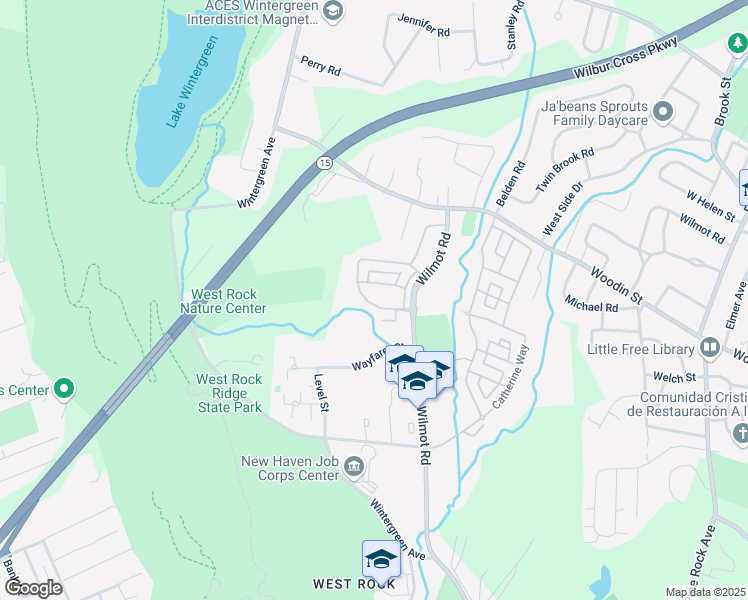 map of restaurants, bars, coffee shops, grocery stores, and more near 9b Rock View Circle in New Haven