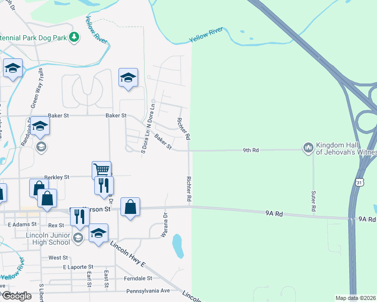 map of restaurants, bars, coffee shops, grocery stores, and more near Richter Road in Plymouth