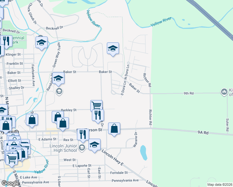 map of restaurants, bars, coffee shops, grocery stores, and more near 800 Wilson Circle in Plymouth