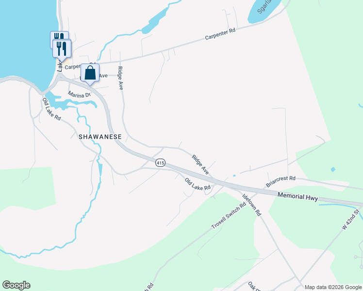 map of restaurants, bars, coffee shops, grocery stores, and more near Ridge Avenue in Dallas