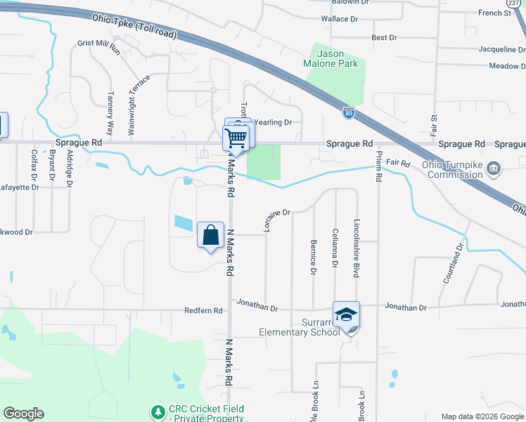 map of restaurants, bars, coffee shops, grocery stores, and more near 22738 Lorraine Drive in Strongsville