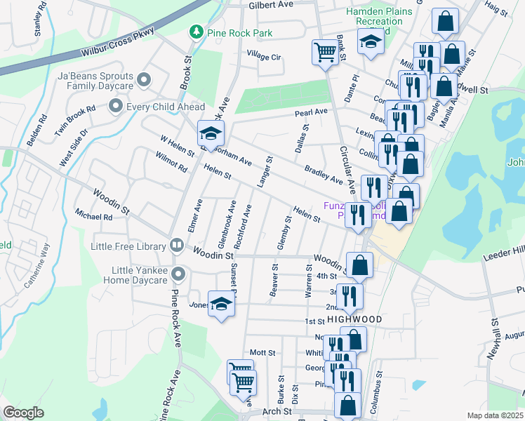 map of restaurants, bars, coffee shops, grocery stores, and more near 340 Fairview Avenue in Hamden