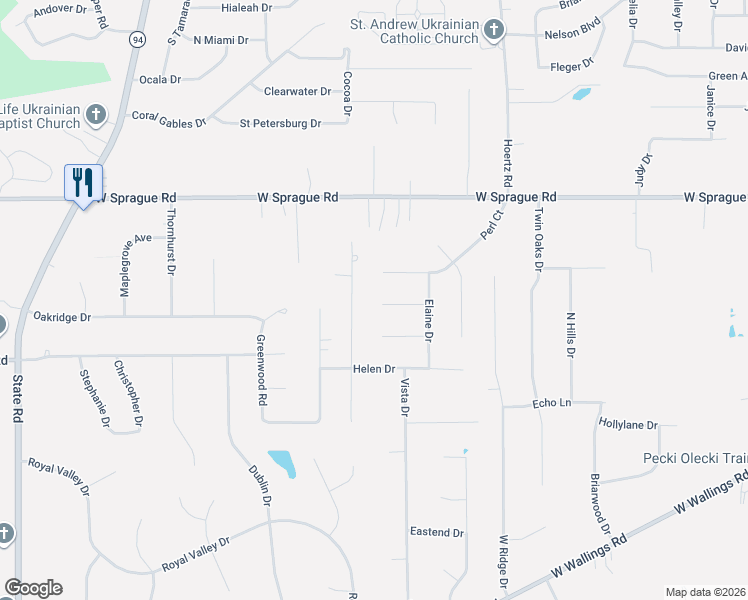 map of restaurants, bars, coffee shops, grocery stores, and more near 3272 Dales Court in North Royalton