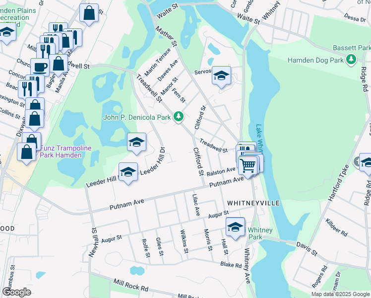 map of restaurants, bars, coffee shops, grocery stores, and more near 88 Clifford Street in Hamden
