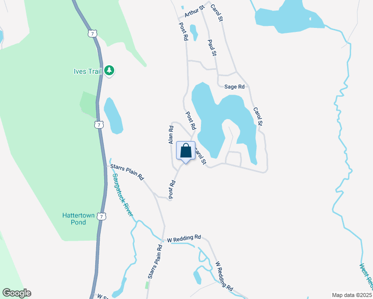 map of restaurants, bars, coffee shops, grocery stores, and more near 46 Post Road in Danbury