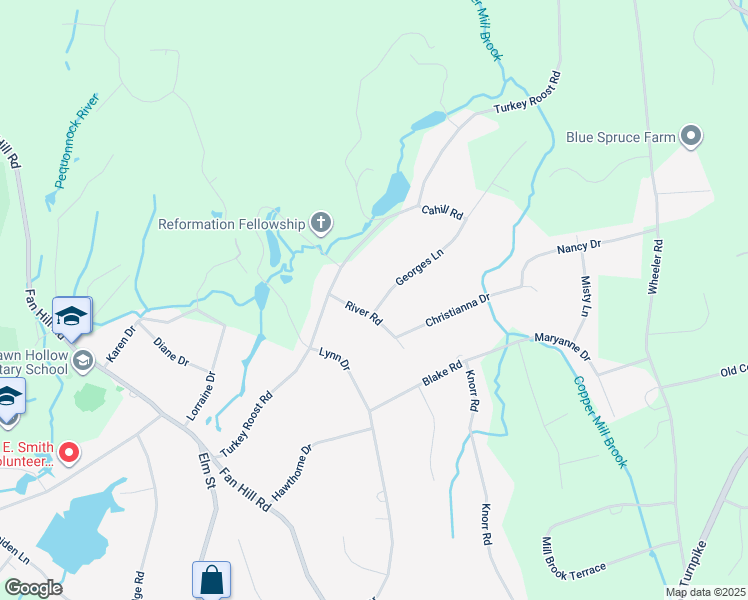 map of restaurants, bars, coffee shops, grocery stores, and more near 7 Georges Lane in Monroe