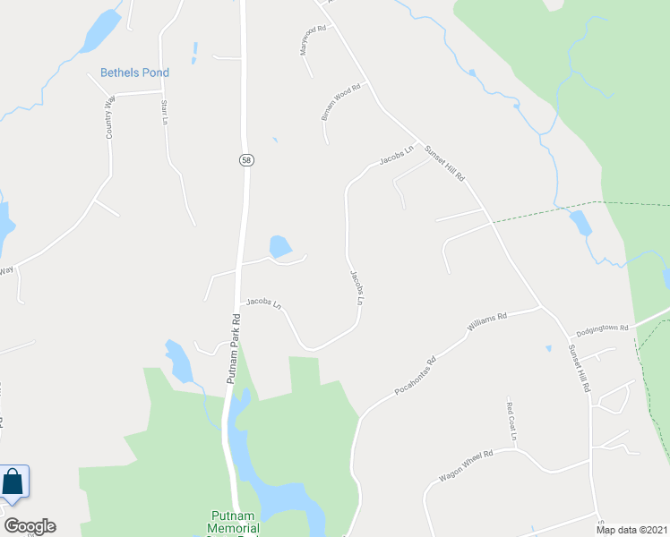 map of restaurants, bars, coffee shops, grocery stores, and more near 18 Jacobs Lane in Bethel