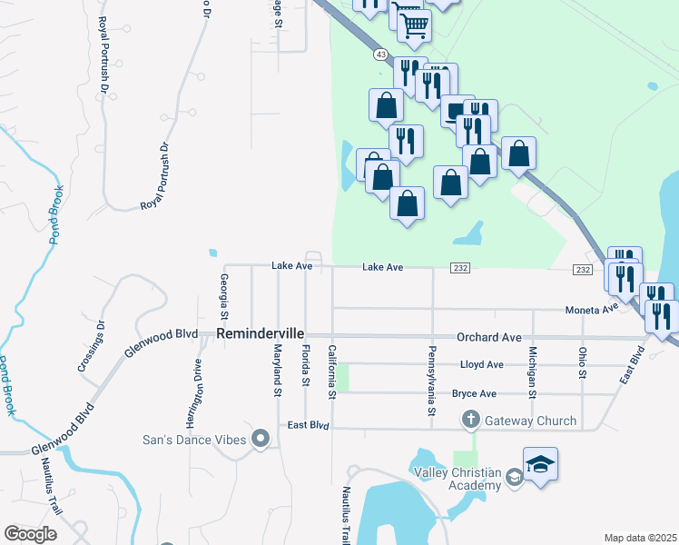 map of restaurants, bars, coffee shops, grocery stores, and more near 1261 California Street in Aurora