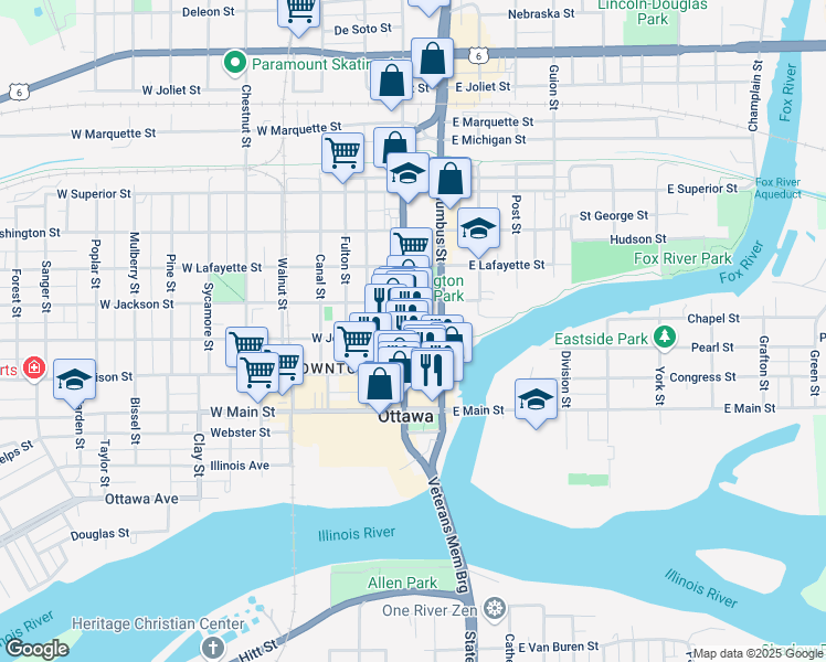 map of restaurants, bars, coffee shops, grocery stores, and more near 720 La Salle St in Ottawa