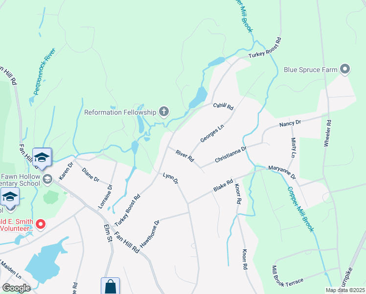 map of restaurants, bars, coffee shops, grocery stores, and more near 7 Georges Lane in Monroe