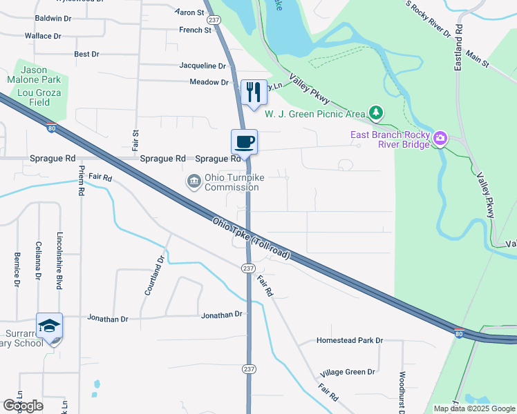 map of restaurants, bars, coffee shops, grocery stores, and more near 703 Prospect Street in Berea