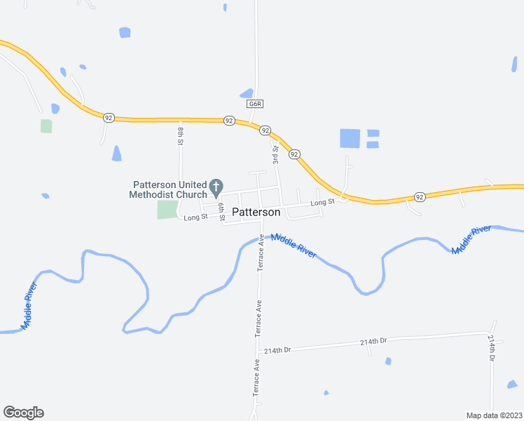 map of restaurants, bars, coffee shops, grocery stores, and more near in Patterson