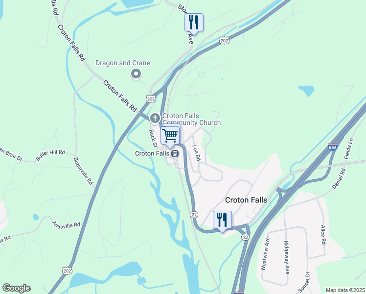 map of restaurants, bars, coffee shops, grocery stores, and more near 4 E Cross St in Westchester
