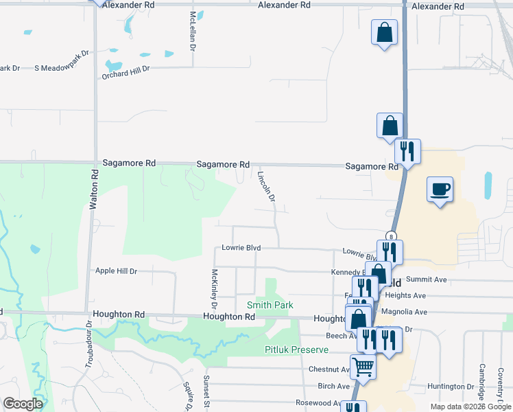 map of restaurants, bars, coffee shops, grocery stores, and more near 241 Steeple Chase Run in Northfield
