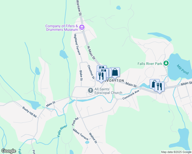 map of restaurants, bars, coffee shops, grocery stores, and more near 13 Summitt Street in Essex