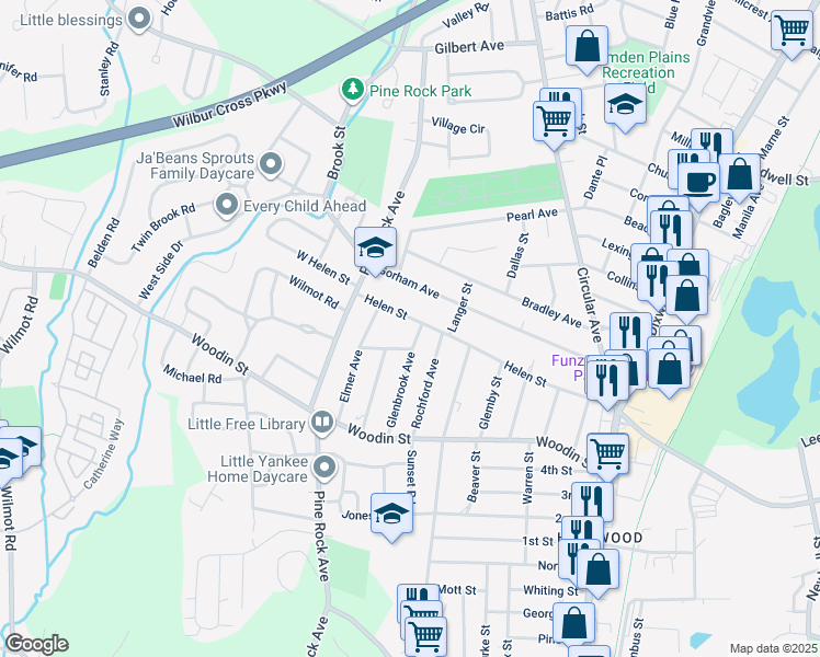 map of restaurants, bars, coffee shops, grocery stores, and more near 234 Helen St in Hamden