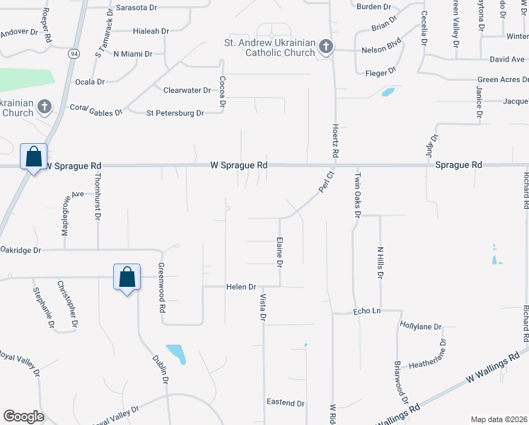 map of restaurants, bars, coffee shops, grocery stores, and more near 3232 Perl Court in North Royalton